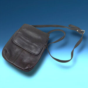 Vintage Y2K Ellington Brown Pebbled Leather Crossbody Bag Purse Travel Organizer